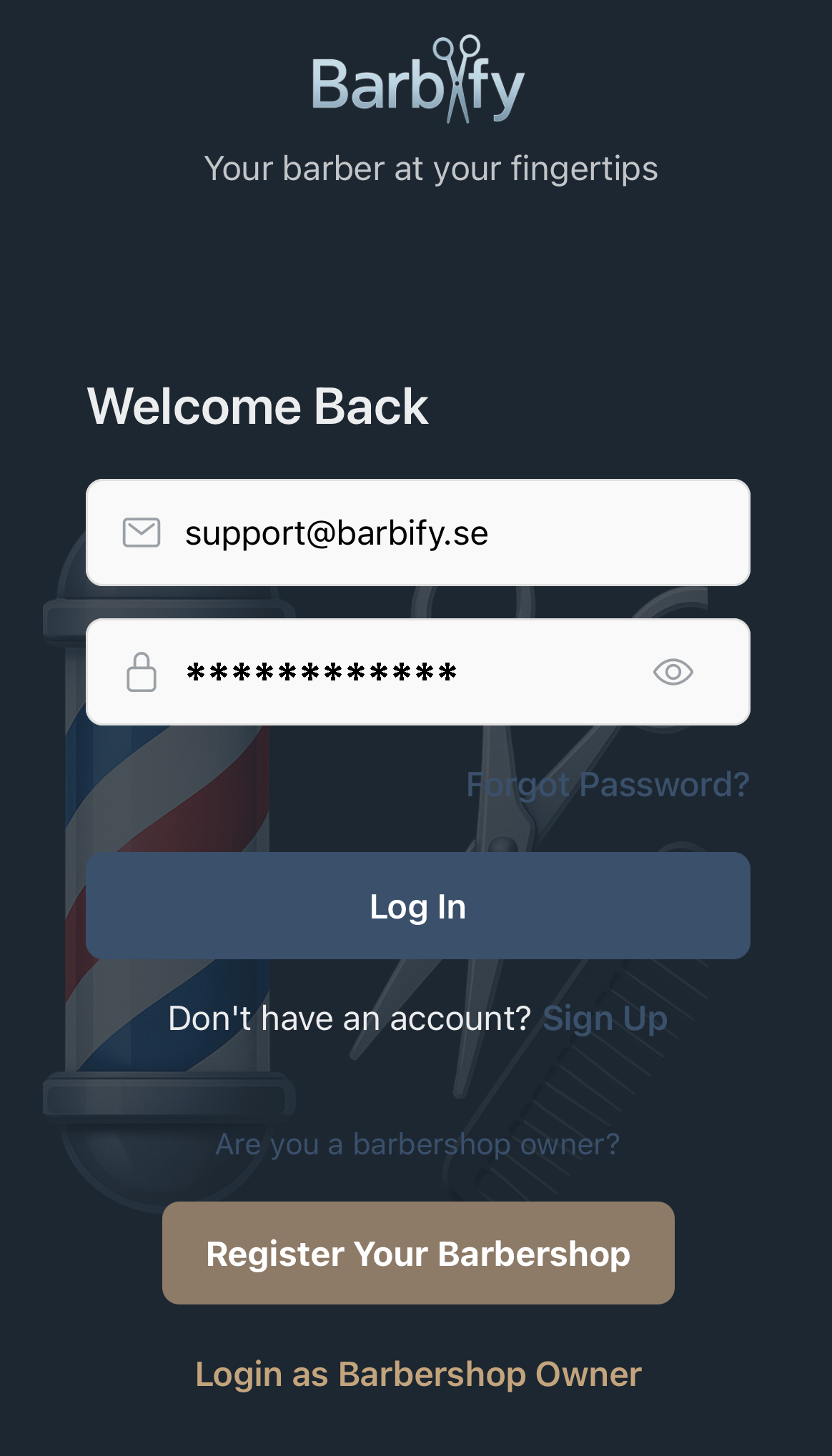 Barbify App Screenshot